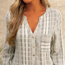 Load image into Gallery viewer, Striped Casual V-Neck Long Sleeve Shirt
