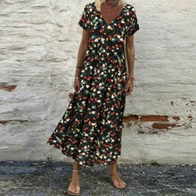 Load image into Gallery viewer, Women's Vintage Short Sleeve Maxi Dress