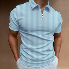 Load image into Gallery viewer, Striped Zip Polo Shirt