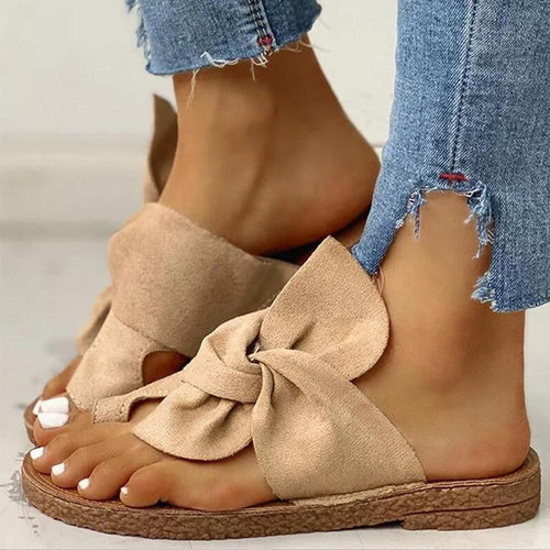Sandals with a Bow in Suede