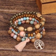 Load image into Gallery viewer, Boho Multilayer Wood Beaded Bracelet