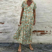 Load image into Gallery viewer, Women's Vintage Short Sleeve Maxi Dress