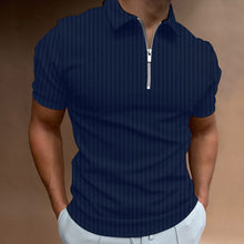 Load image into Gallery viewer, Striped Zip Polo Shirt