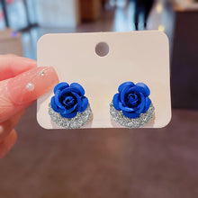Load image into Gallery viewer, Blue Rose Stud Earrings