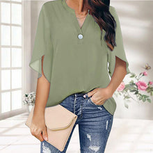 Load image into Gallery viewer, Casual V-neck Button Chiffon Short-sleeved Top