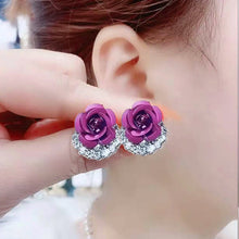 Load image into Gallery viewer, Blue Rose Stud Earrings