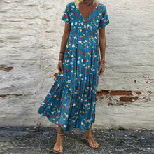 Load image into Gallery viewer, Women's Vintage Short Sleeve Maxi Dress