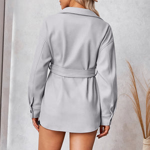Fashionable Tie Wool Coat