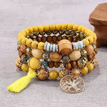Load image into Gallery viewer, Boho Multilayer Wood Beaded Bracelet