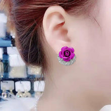 Load image into Gallery viewer, Blue Rose Stud Earrings