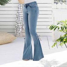 Load image into Gallery viewer, 70S HIP HUGGER BELL BOTTOMS STRETCHY JEANS