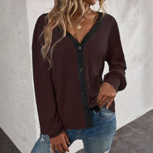 Load image into Gallery viewer, Waffle Long Sleeve Cardigan T-Shirt