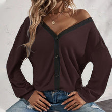 Load image into Gallery viewer, Waffle Long Sleeve Cardigan T-Shirt