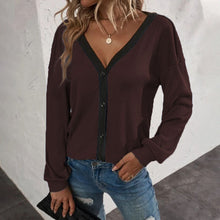 Load image into Gallery viewer, Waffle Long Sleeve Cardigan T-Shirt