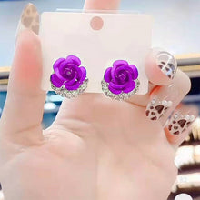 Load image into Gallery viewer, Blue Rose Stud Earrings