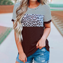 Load image into Gallery viewer, Striped Leopard Contrast T-Shirt