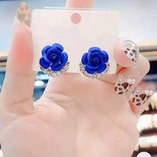 Load image into Gallery viewer, Blue Rose Stud Earrings
