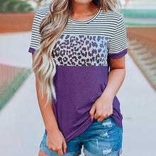 Load image into Gallery viewer, Striped Leopard Contrast T-Shirt