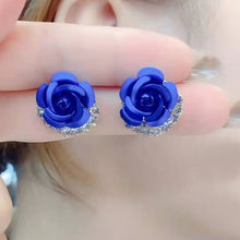 Load image into Gallery viewer, Blue Rose Stud Earrings