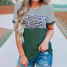 Load image into Gallery viewer, Striped Leopard Contrast T-Shirt