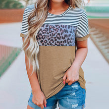 Load image into Gallery viewer, Striped Leopard Contrast T-Shirt