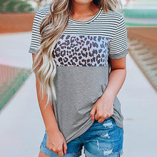 Load image into Gallery viewer, Striped Leopard Contrast T-Shirt
