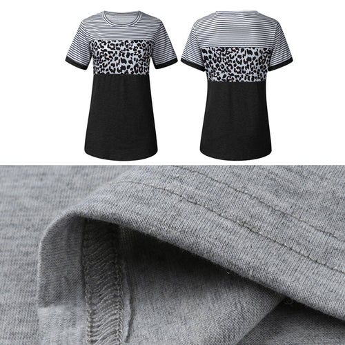 Striped Leopard Contrast T-Shirt