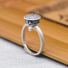 Load image into Gallery viewer, Buddhist Tibetan Prayer Wheel Ring OM Mantra Lotus Floral Ring
