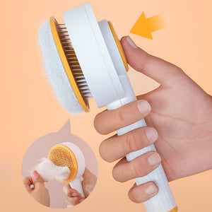 2-in-1 cleansing pet hair removal brush