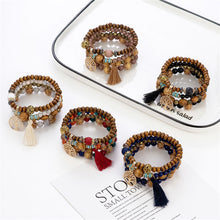 Load image into Gallery viewer, Boho Multilayer Wood Beaded Bracelet