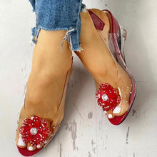 Load image into Gallery viewer, Studded Flower Design Transparent Sandals