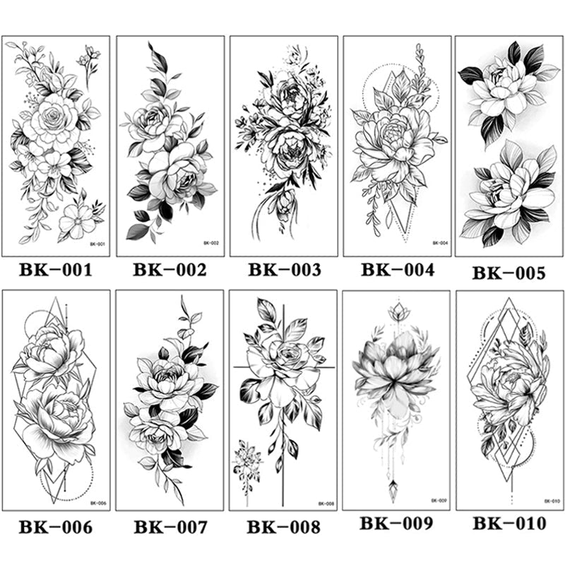 Sketch Flower Tattoo Stickers (10PCS)