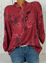 Load image into Gallery viewer, Floral Casual Stand Collar Long Sleeve Blouses