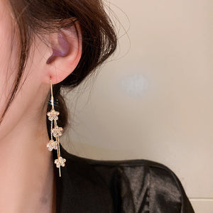 Flower Long Tassel Earrings