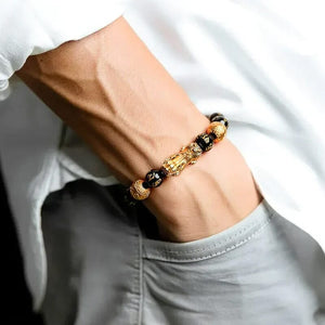 3D Hard Gold 99 Obsidian Sand Gold Pixiu Bracelet🤩