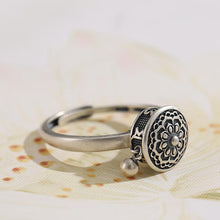 Load image into Gallery viewer, Buddhist Tibetan Prayer Wheel Ring OM Mantra Lotus Floral Ring