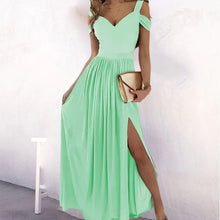 Load image into Gallery viewer, Off-the-shoulder V-neck Slit Dress