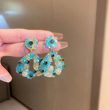 Load image into Gallery viewer, Diamond Encrusted Crystal Fan-Shaped Ginkgo Leaf Earrings