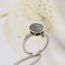 Load image into Gallery viewer, Buddhist Tibetan Prayer Wheel Ring OM Mantra Lotus Floral Ring