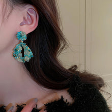 Load image into Gallery viewer, Diamond Encrusted Crystal Fan-Shaped Ginkgo Leaf Earrings