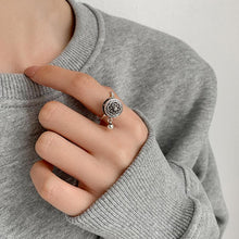 Load image into Gallery viewer, Buddhist Tibetan Prayer Wheel Ring OM Mantra Lotus Floral Ring