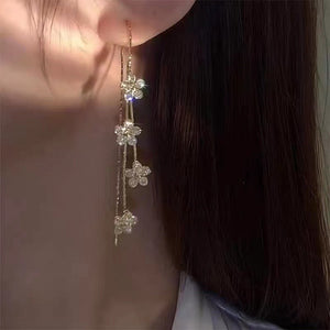Flower Long Tassel Earrings