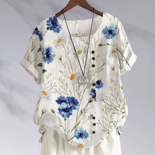 Load image into Gallery viewer, Flower-print Cotton and Linen Shirt