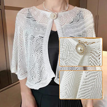 Load image into Gallery viewer, Hollow Shawl With Pearl Button