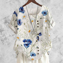 Load image into Gallery viewer, Flower-print Cotton and Linen Shirt