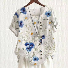 Load image into Gallery viewer, Flower-print Cotton and Linen Shirt