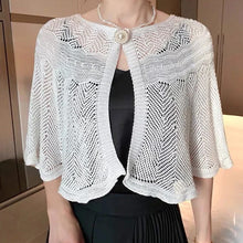 Load image into Gallery viewer, Hollow Shawl With Pearl Button