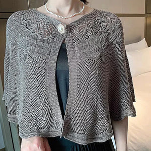 Hollow Shawl With Pearl Button