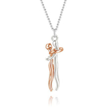 Load image into Gallery viewer, The Tale of Two Lovers Necklace and Earrings,Couple hug necklace