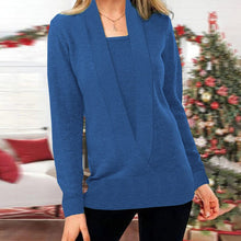Load image into Gallery viewer, Women&#39;s V Neck Long Sleeve Knit Sweater